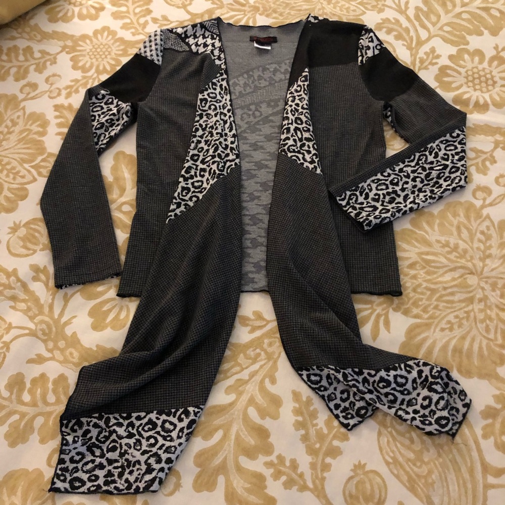 Simon Chang Draped Open Front Cardigan